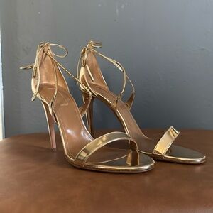 Aquazzura Gold stiletto open toe heels. New in box!